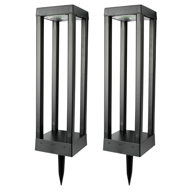 Benson Solar Tuinlamp Rechthoek Open – Set van 2 – Zwart – 46 cm