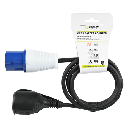 Benson CEE Verloopkabel Contra - 1,5 meter - H07RN-F - 3680W - Buitengebruik
