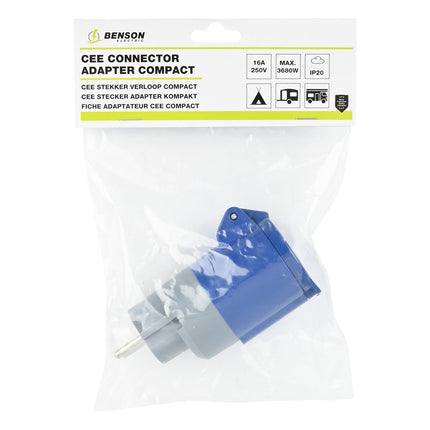 Benson Stekker Verloop Compact - 250V - 2P+E - EN 60309 - Montageadapter