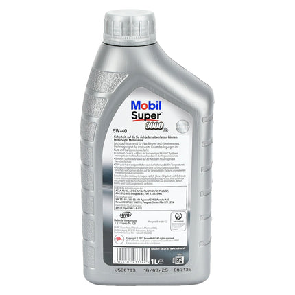 Mobil Super 3000 X1 5W-40 Motorolie – 1 Liter – Volledig Synthetisch