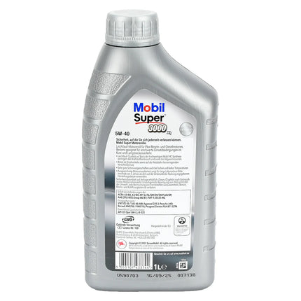 Mobil Super 3000 X1 5W-40 Motorolie - 1 Liter - Volledig Synthetisch