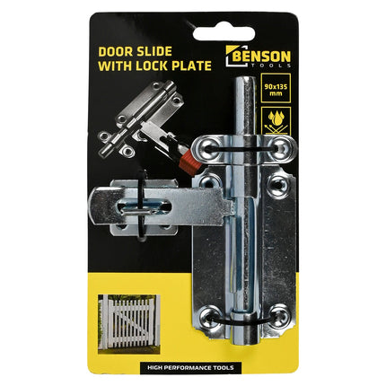 Dealzzz Deurschuif 90 mm met Slotplaat – Robuust Metaal
