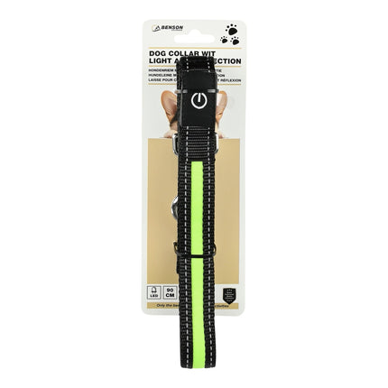 Benson LED Hondenhalsband - 90 cm - Reflecterend - Fluorescerend