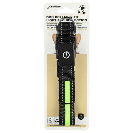 Benson LED Hondenhalsband met Reflectie - 40 cm - Fluorescerend
