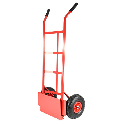 Benson Steekwagen Rood 250 kg - Opklapbaar Plateau - Luchtbanden