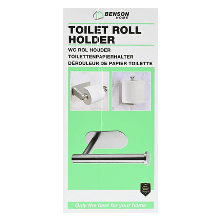 Benson Zelfklevende Toiletrolhouder - RVS - Zilver - 16,5 x 8 cm