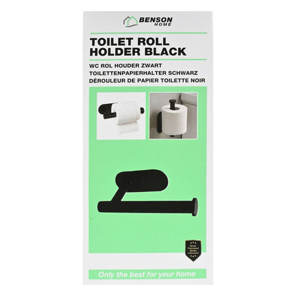 Benson Zelfklevende Toiletrolhouder - Zwart RVS - 16,5 x 8 cm