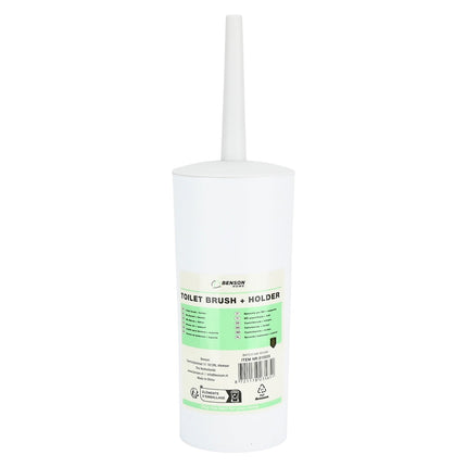 Benson Toiletborstel met Houder - Wit - Rond & Hoog
