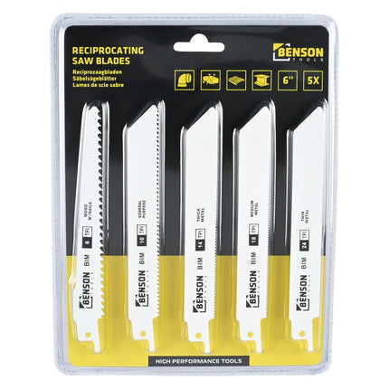 Benson Reciprozaagbladen - 5-delig - Voor Hout en Metaal