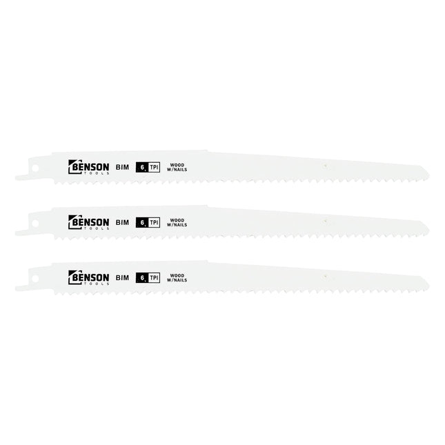 Benson Reciprozaagbladen Hout & Metaal - 3-delig - 230 mm - 6 TPI