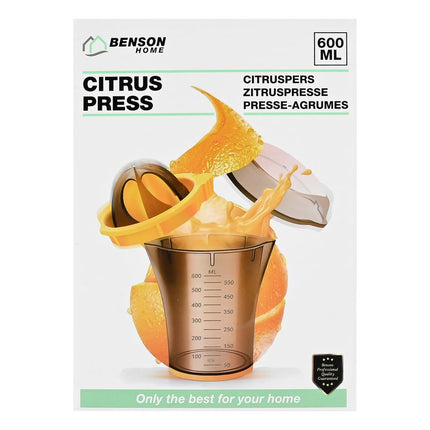 Benson Citruspers - Handmatig - 200 ml - Met Vruchtvleeszeef en Schenktuit