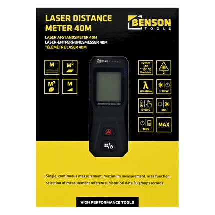 Benson Laser Afstandsmeter 40 meter - Compact en Nauwkeurig