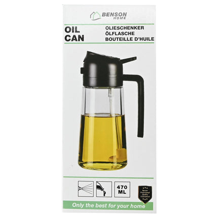 Benson Olieschenker 2-in-1 - Glas - 470 ml - Spuiten & Gieten - Zwart