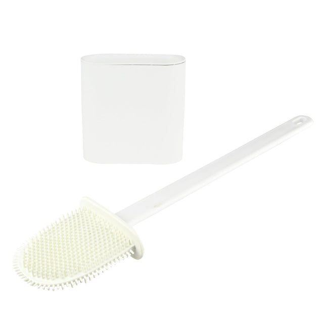 Benson Siliconen Toiletborstel met Houder - Wit - Vierkant - 41 cm