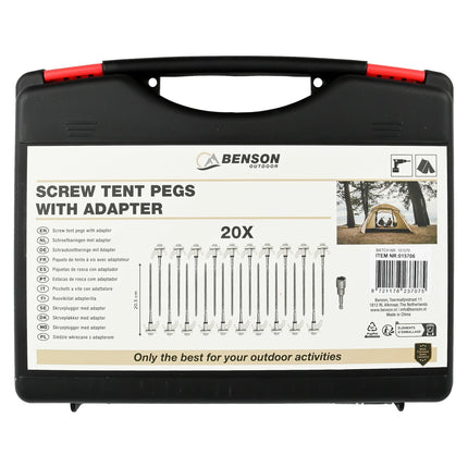 Benson Schroefharingen Set - 20 Stuks - Inclusief Adapter & Koffer - 20.5 cm
