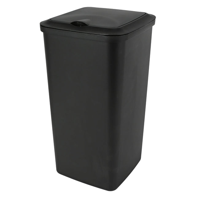 Benson Prullenbak - 10 Liter - Zwart - Met Afneembaar Deksel - 16 x 16 x 36 cm