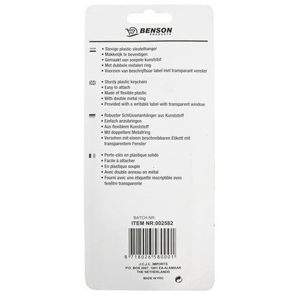 Benson Sleutellabels - 10 Stuks - Assorti Kleuren - Beschrijfbaar