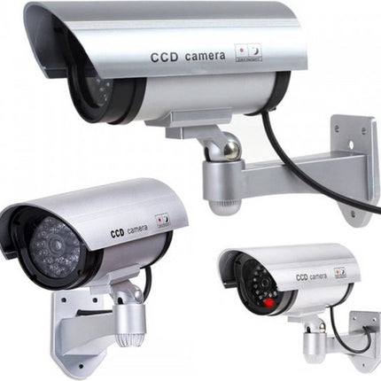 Dummy Beveiligingscamera met Knipperende Rode LED – Zilver