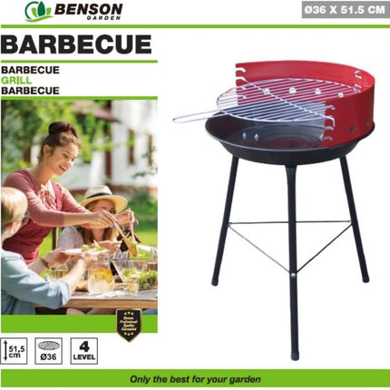 Traditionele Houtskool barbecue met Verstelbaar Rooster – Ø 36 cm