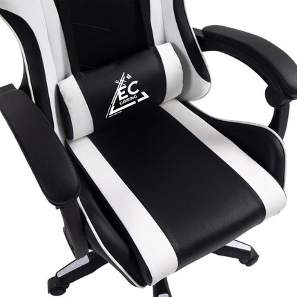 Ergonomische Gaming Stoel  Met Voetensteun – Zwart/Wit