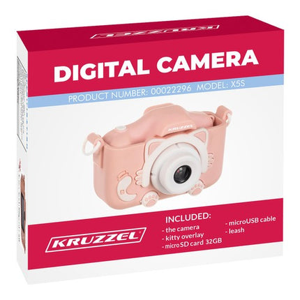 Kruzzel Digitale Kindercamera - Roze - Full HD - Inclusief 32GB Kaart