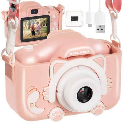 Kruzzel Digitale Kindercamera - Roze - Full HD - Inclusief 32GB Kaart