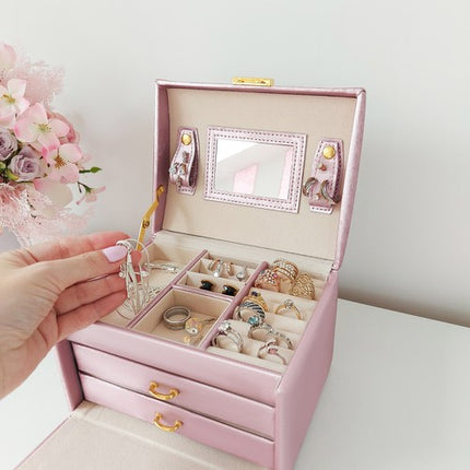 Beautylushh Luxe Sieradendoos - Satijn Look - 20 Compartimenten - Roze