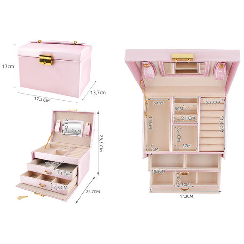 Beautylushh Luxe Sieradendoos - Satijn Look - 20 Compartimenten - Roze
