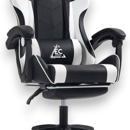 Ergonomische Gaming Stoel  Met Voetensteun – Zwart/Wit