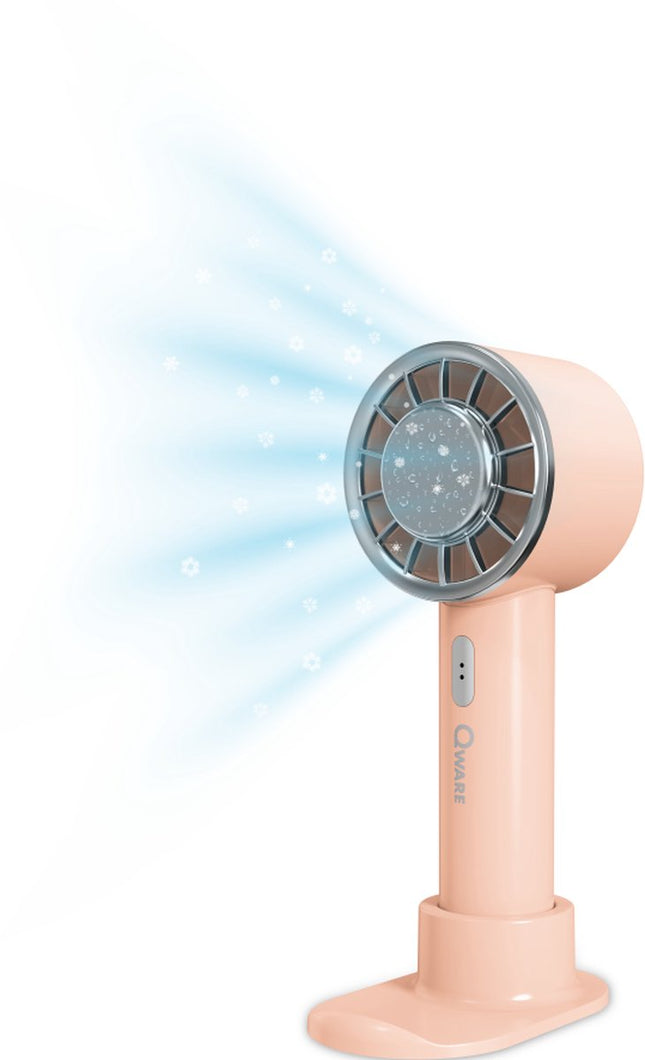 Qware Ice Handventilator - 1200 mAh - Oplaadbaar - USB-C - Roze