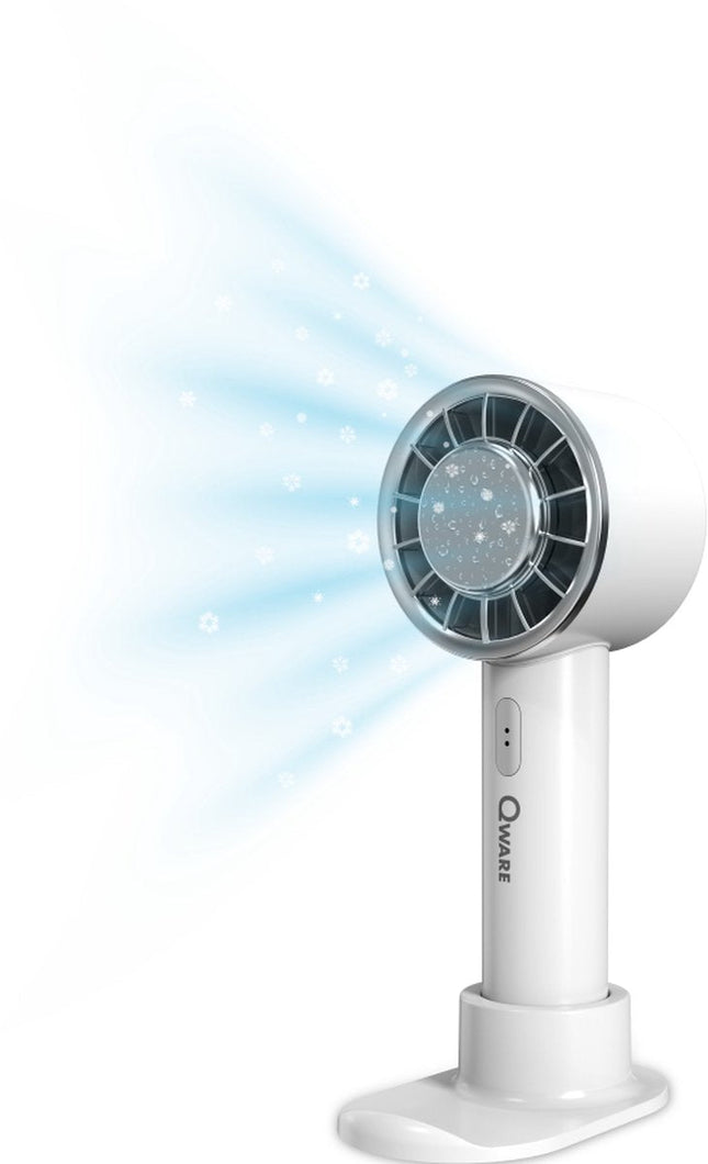 Qware Ice Handventilator - 1200 mAh - Oplaadbaar - USB-C - Wit