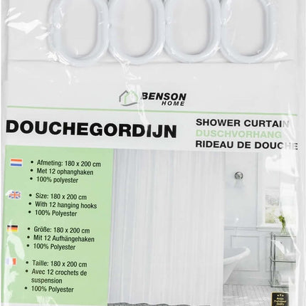 Benson Douchegordijn 180 x 200 cm wit