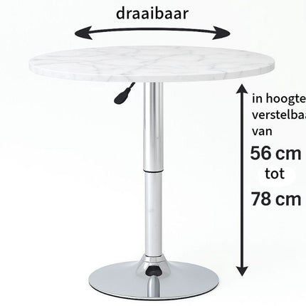 Ceruzo Bijzettafel - Theetafel - Ovaal - Hoogte Verstelbaar - Draaibaar - Wit