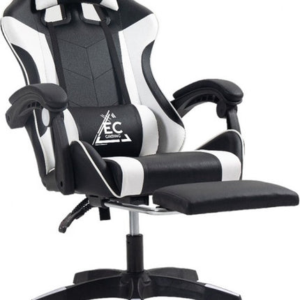 Ergonomische Gaming Stoel  Met Voetensteun – Zwart/Wit