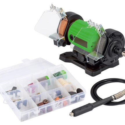 Hofftech Dubbele Slijpmachine - 120W - Inclusief Flexibele As & 103-delige Set