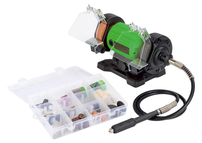 Hofftech Dubbele Slijpmachine - 120W - Inclusief Flexibele As & 103-delige Set