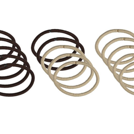 Benson Haarelastiekjes Set – 15 Stuks – Zonder Metaal – Beige & Bruin