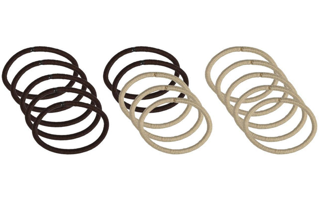 Benson Haarelastiekjes Set – 15 Stuks – Zonder Metaal – Beige & Bruin