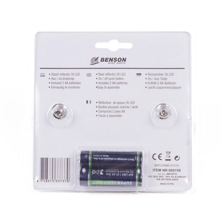Benson LED Fietsachterlicht - Staartreflector - Bagagedrager 80mm - Incl. Batterijen