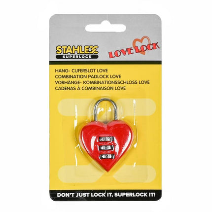 Stahlex Hartvormig Cijferslot – 38 mm – Rood – Liefdesslot