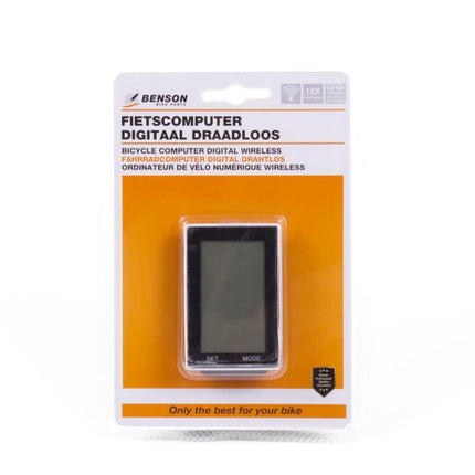 Benson Draadloze Fietscomputer - 16 Functies - Groot LCD Display - Zwart