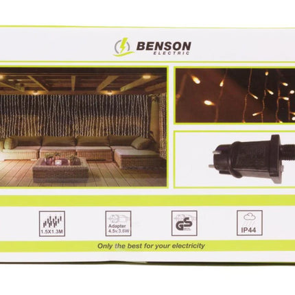 Benson LED Lichtgordijn – 154 Warm Witte LEDs – 1,5 x 1,3 Meter – IP44