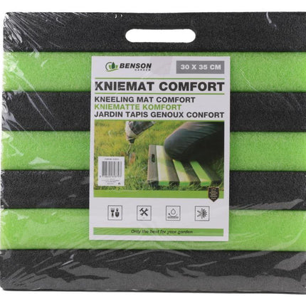 Benson Comfortabele Kniemat - 30 x 35 cm - Tuin- en Klusmat - Groen/Zwart