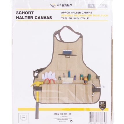 Benson Gereedschapsschort - Canvas - 14 Vakken - 61 x 60 cm - Bruin