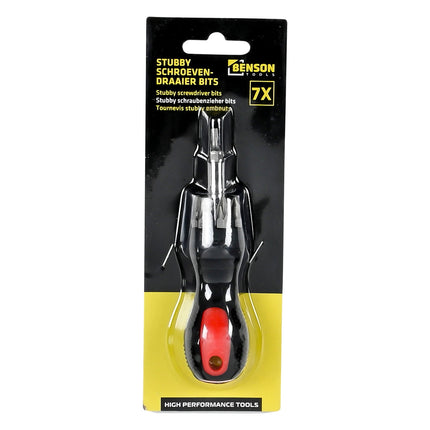 Benson Stubby Bit-schroevendraaier - 7-delig - Inclusief Bits