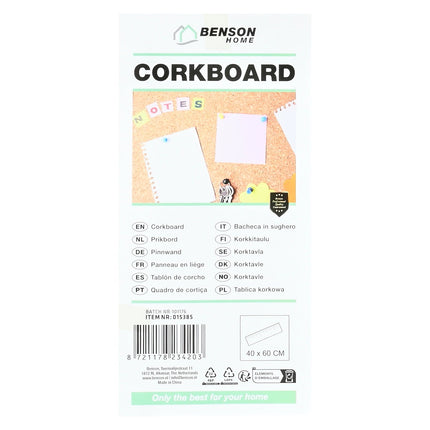 Benson Prikbord - 40 x 60 cm - Kurk - Voor Notities & Planning