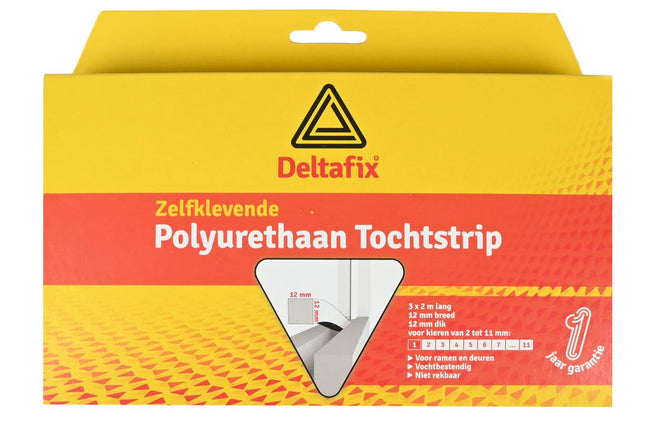 Deltafix Tochtstrip PU Schuim Wit 12x12mm - 6 Meter (3x2m) - Zelfklevend