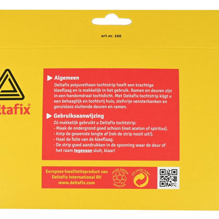 Deltafix Tochtstrip PU Schuim Wit 12x12mm - 6 Meter (3x2m) - Zelfklevend