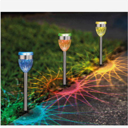Benson Solar Tuinlamp Fakkel RGB – 37 cm – Warm Wit & Kleur – RVS