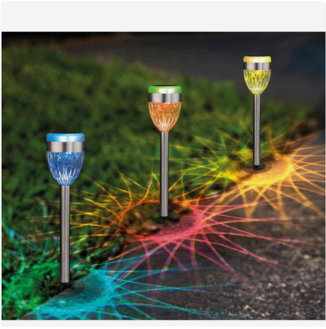 Benson Solar Tuinlamp Fakkel RGB – 37 cm – Warm Wit & Kleur – RVS